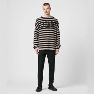 ALLSAINTS Rivven Logo Striped Sweater In Ecru/black
